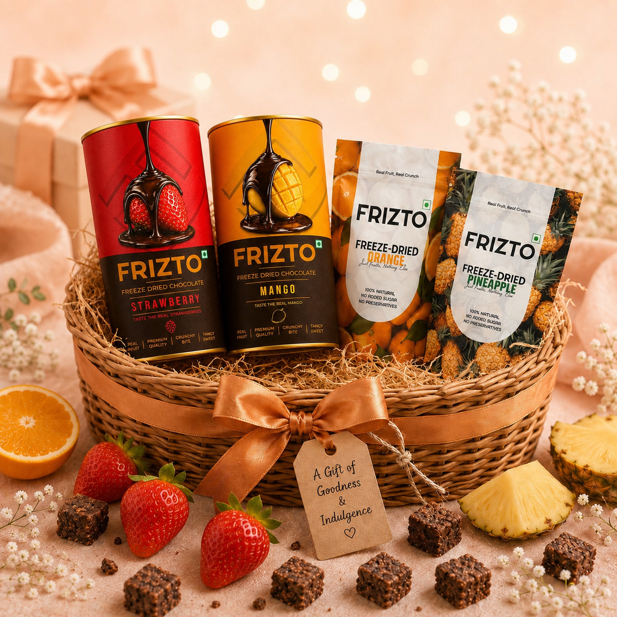 2 Packs of Freeze Dried Fruit + 2 Boxes of Freeze Dried Chocolate Combo